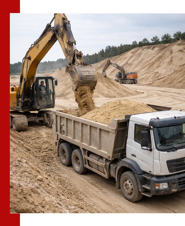 Доставка карьерного песка с самосвалами и разгрузкой в Горячем Ключе