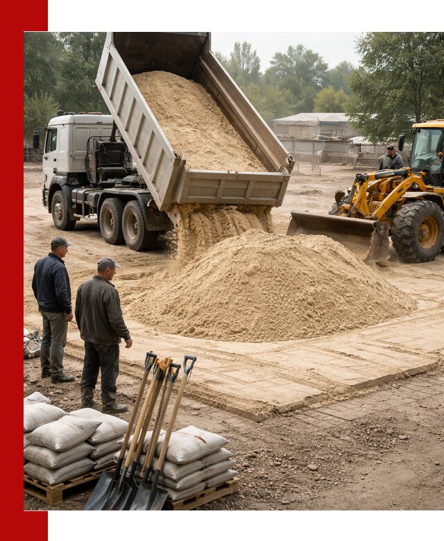 Доставка мытого песка в Горячем Ключе с самосвалами по выгодной цене