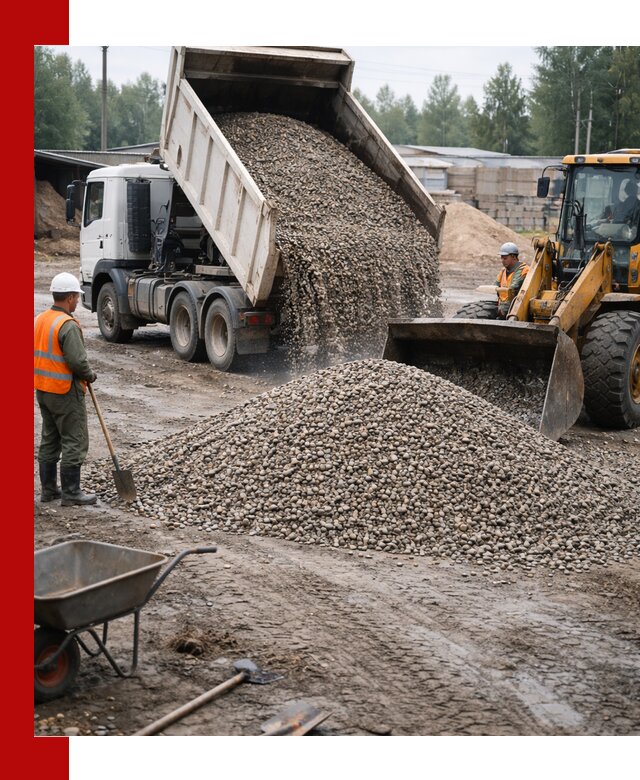 Мытый гравий с доставкой в Горячем Ключе от карьера до участка