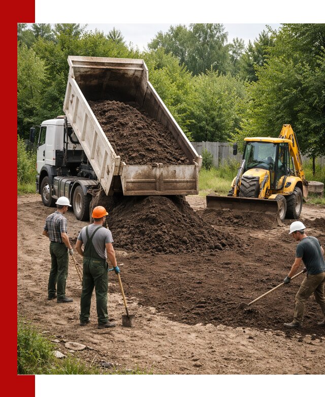 Доставка и укладка грунта для выравнивания участка в Горячем Ключе