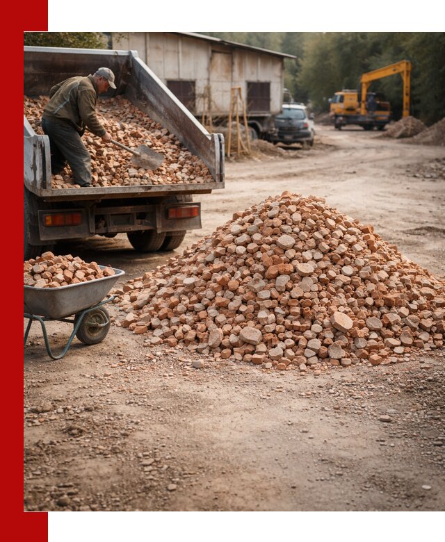 Доставка и подушка из боя кирпича с разгрузкой в Горячем Ключе