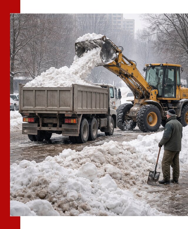 Вывоз снега грузовой техникой в Горячем Ключе оперативно и чисто